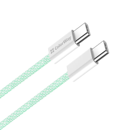 Cablu Date si Incarcare USB-C - USB-C ColorWay CW-CBPDCC061, 60W, 1m, Verde