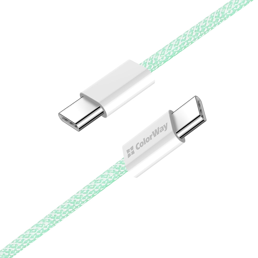 Cablu Date si Incarcare USB-C - USB-C ColorWay CW-CBPDCC061, 60W, 1m, Verde