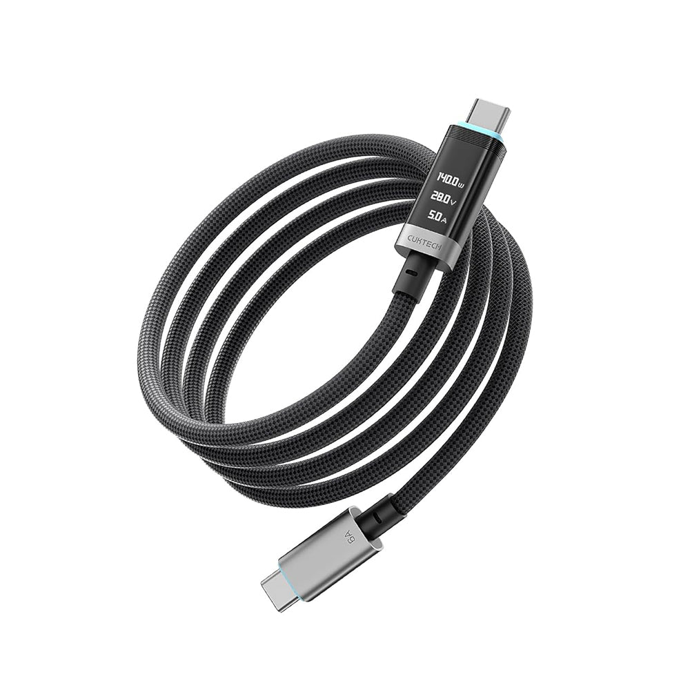 Cablu Date si Incarcare USB-C - USB-C Cuktech CTC620P Display, 240W, 2m, Negru CCTC620POSBK