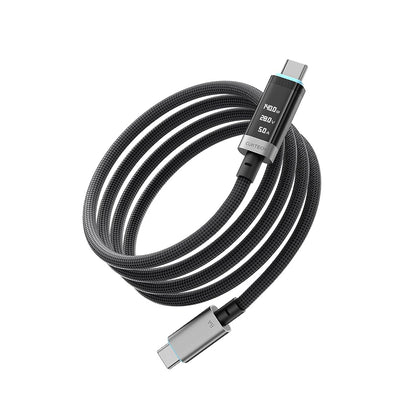 Cablu Date si Incarcare USB-C - USB-C Cuktech CTC620P Display, 240W, 2m, Negru CCTC620POSBK