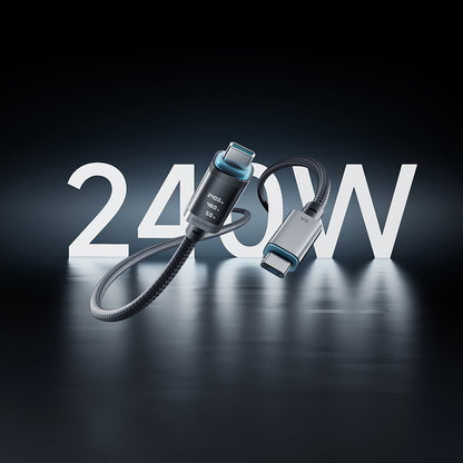 Cablu Date si Incarcare USB-C - USB-C Cuktech CTC620P Display, 240W, 2m, Negru CCTC620POSBK