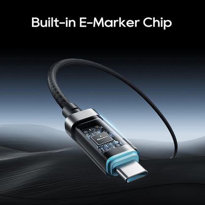 Cablu Date si Incarcare USB-C - USB-C Cuktech CTC620P Display, 240W, 2m, Negru CCTC620POSBK