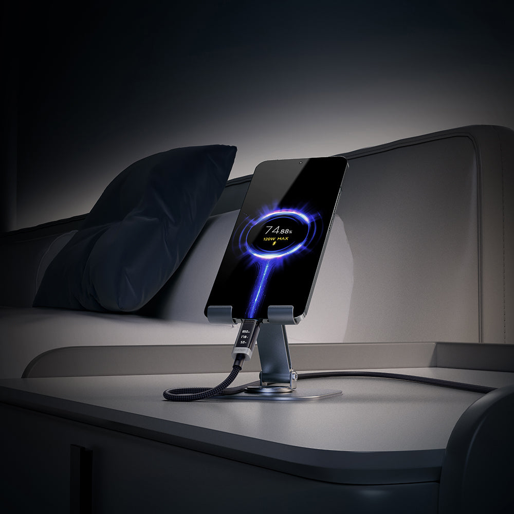 Cablu Date si Incarcare USB-C - USB-C Cuktech CTC620P Display, 240W, 2m, Negru CCTC620POSBK