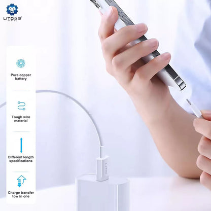 Cablu Date si Incarcare USB-C - USB-C Lito, 18W, 2m, Alb