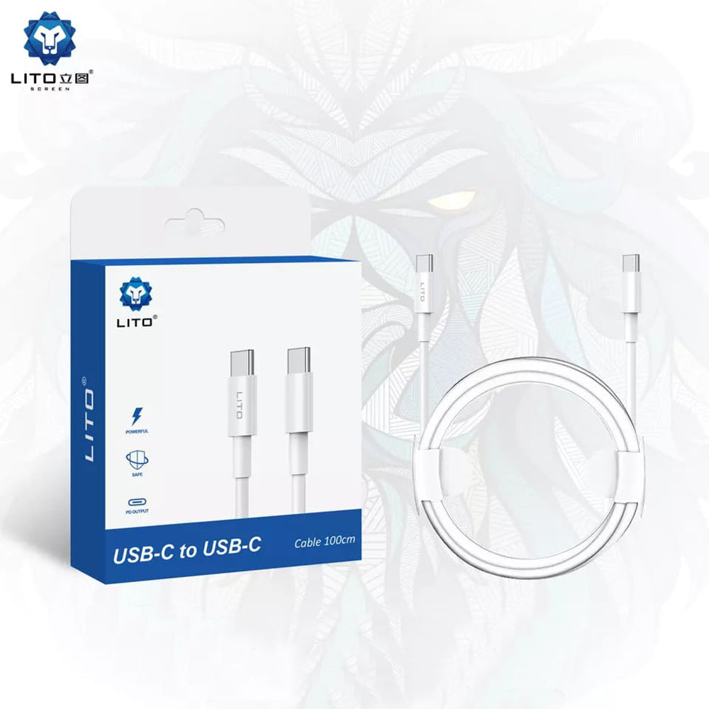 Cablu Date si Incarcare USB-C - USB-C Lito, 18W, 2m, Alb