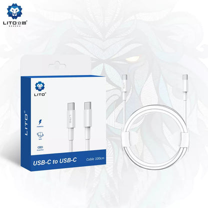 Cablu Date si Incarcare USB-C - USB-C Lito, 18W, 2m, Alb