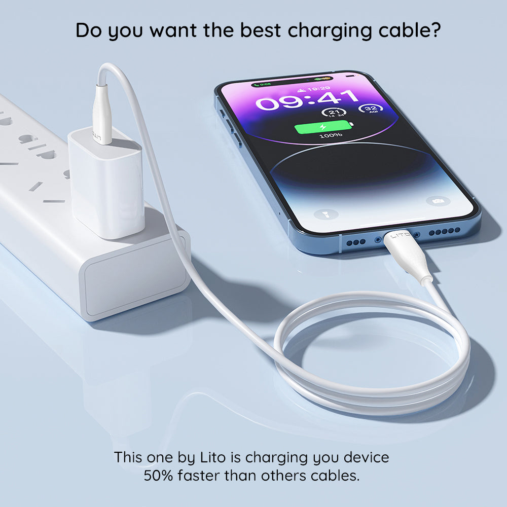 Cablu Date si Incarcare USB-C - USB-C Lito LD03, 60W, 1m, Alb