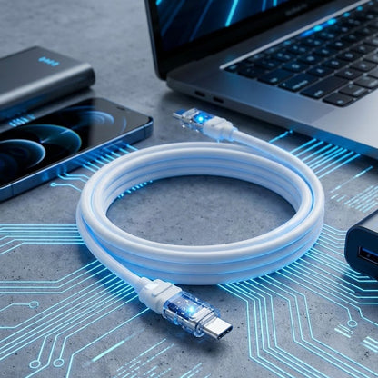 Cablu Date si Incarcare USB-C - USB-C Lito LD05, 60W, 1m, Alb