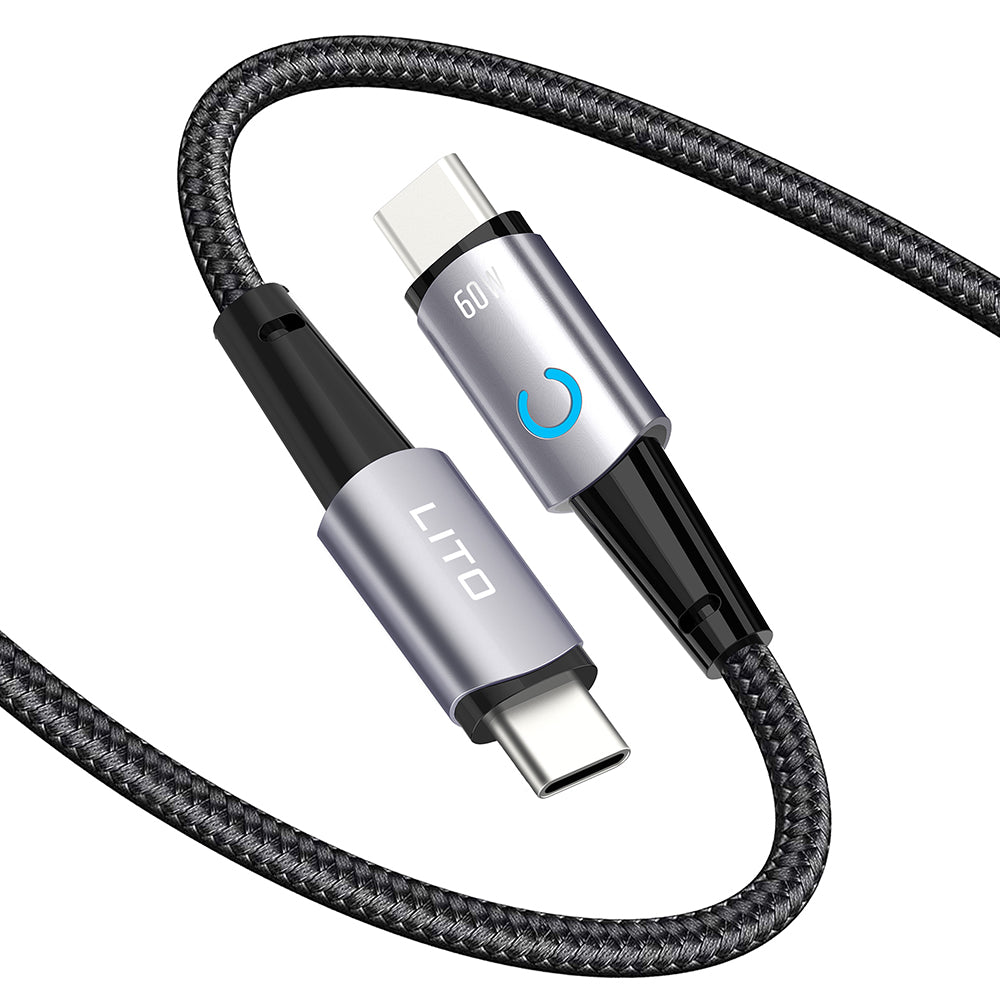 Cablu Date si Incarcare USB-C - USB-C Lito LD10CC, 60W, 1m, Negru