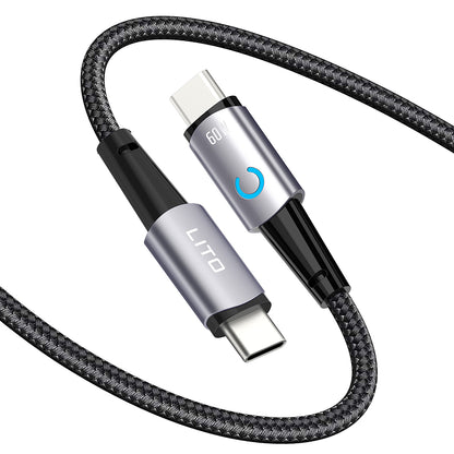 Cablu Date si Incarcare USB-C - USB-C Lito LD10CC, 60W, 1m, Negru