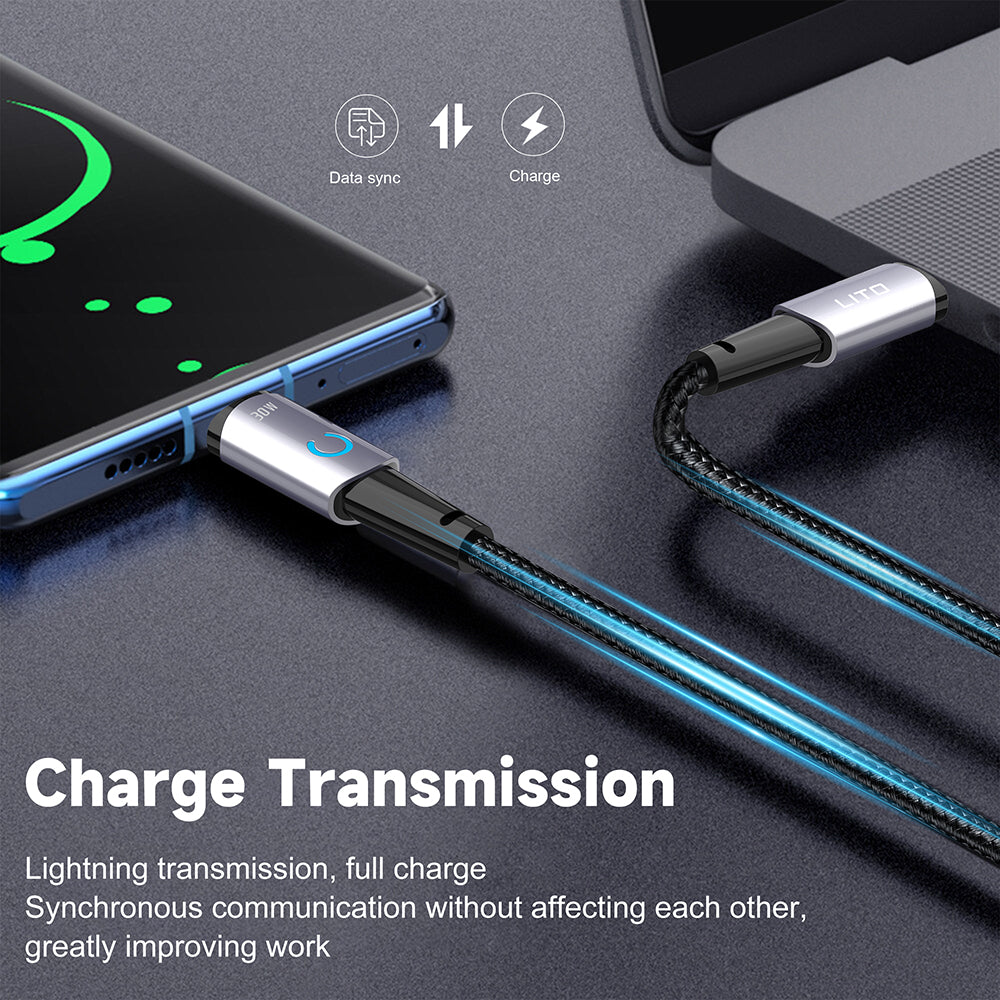 Cablu Date si Incarcare USB-C - USB-C Lito LD10CC, 60W, 1m, Negru