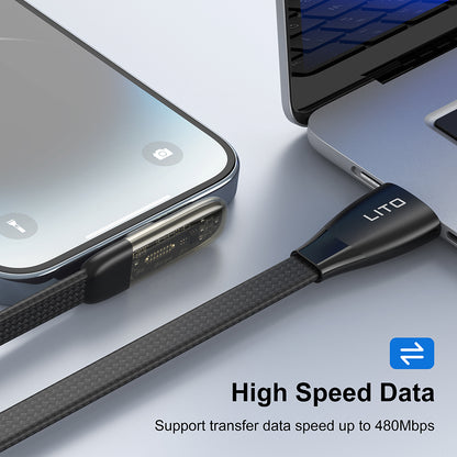 Cablu Date si Incarcare USB-C - USB-C Lito LD11CC, 60W, 1m, Negru