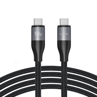 Cablu Date si Incarcare USB-C - USB-C Lito LD23CC, 100W, 1m, Gri