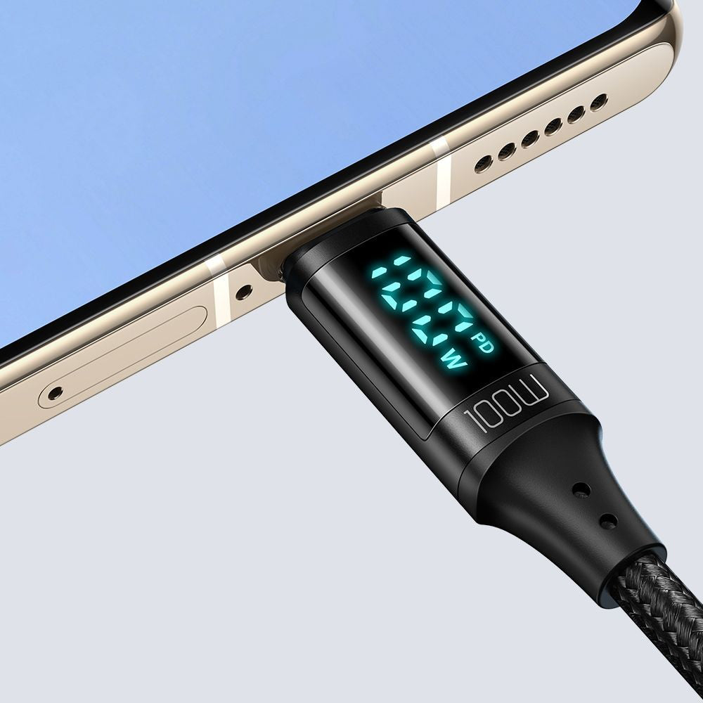 Cablu Date si Incarcare USB-C - USB-C McDodo CA-1100 Display, 100W, 1.2m, Negru