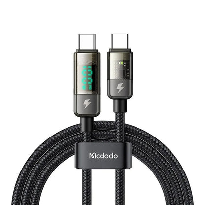 Cablu Date si Incarcare USB-C - USB-C McDodo CA-3610 Display Auto Power Off, 100W, 1.2m, Negru