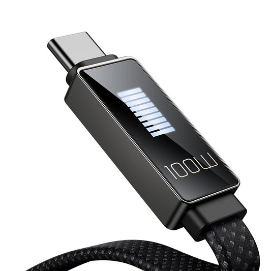 Cablu Date si Incarcare USB-C - USB-C McDodo CA-4470 Rythm Display, 100W, 1.2m, Negru