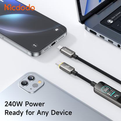 Cablu Date si Incarcare USB-C - USB-C McDodo CA-8750 Display, 240W, 1.2m, Negru