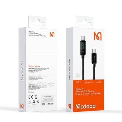Cablu Date si Incarcare USB-C - USB-C McDodo CA-8820 Display, 100W, 1.2m, Negru