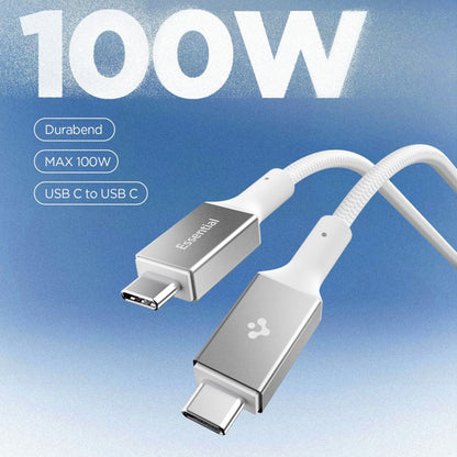 Cablu Date si Incarcare USB-C - USB-C Spigen EB10015CC, 100W, 1.5m, Alb ACA10420