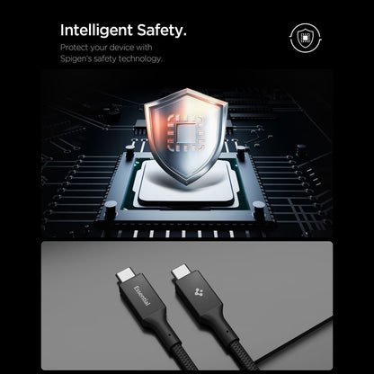 Cablu Date si Incarcare USB-C - USB-C Spigen EB10015CC, 100W, 1.5m, Negru ACA10421