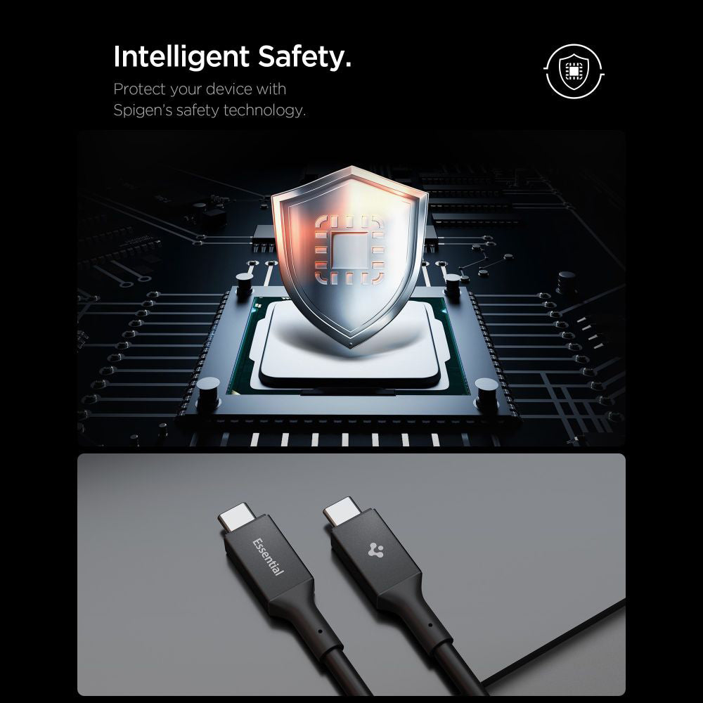 Cablu Date si Incarcare USB-C - USB-C Spigen EB10020CC, 100W, 2m, Negru ACA09460