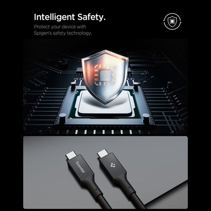 Cablu Date si Incarcare USB-C - USB-C Spigen EB10020CC, 100W, 2m, Negru ACA09460