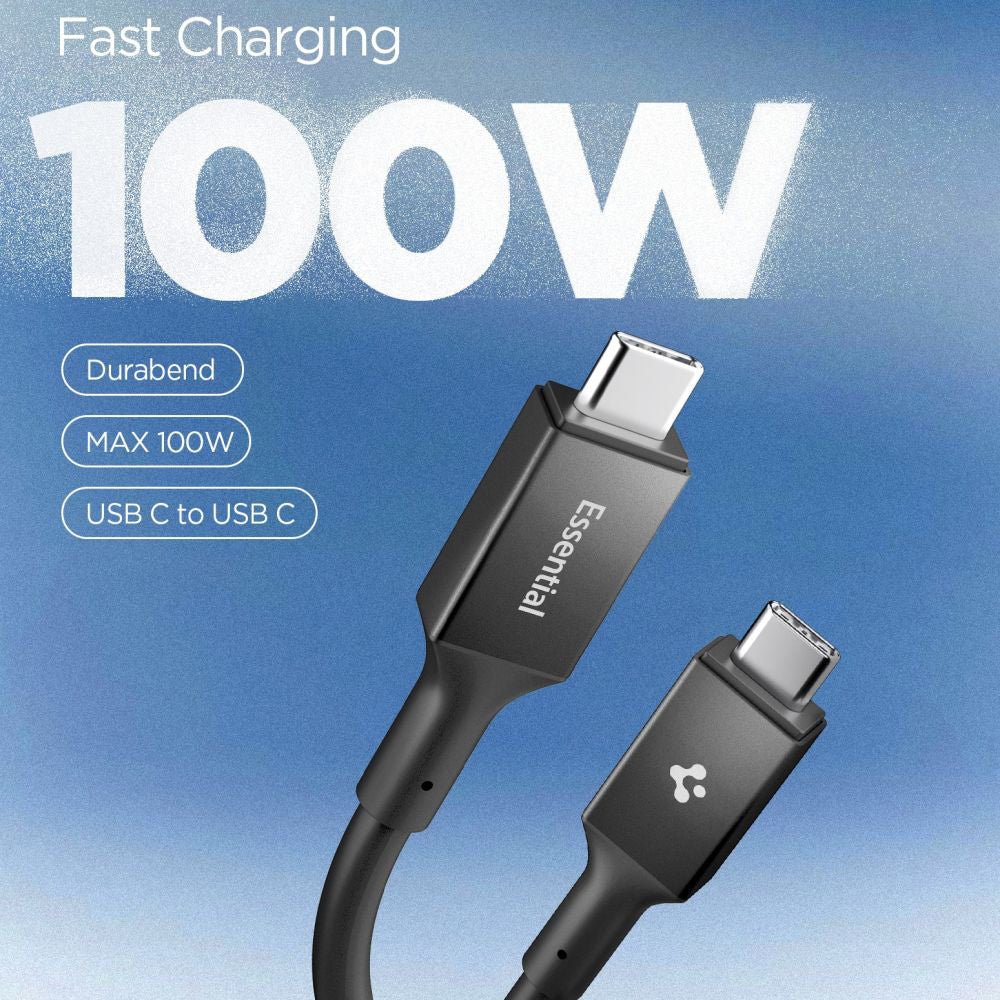 Cablu Date si Incarcare USB-C - USB-C Spigen EB10020CC, 100W, 2m, Negru ACA09460