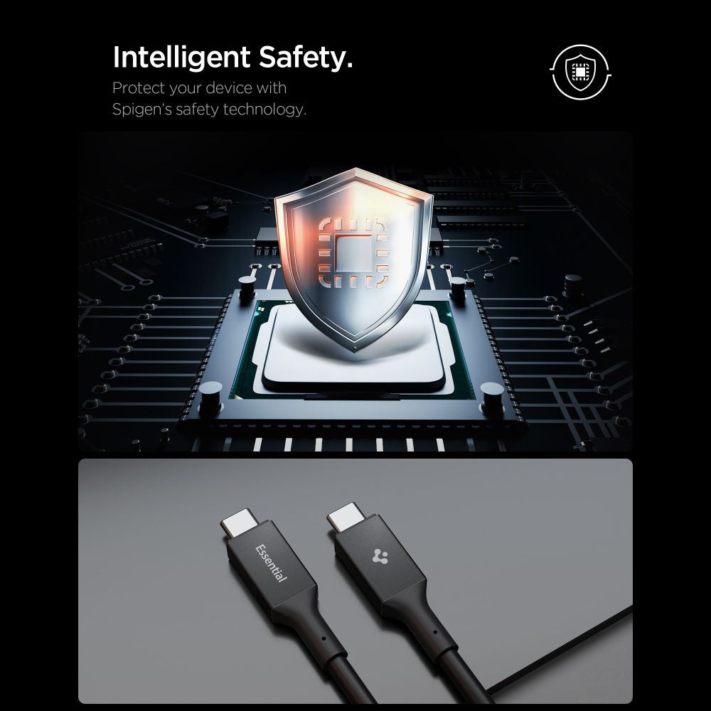 Cablu Date si Incarcare USB-C - USB-C Spigen EB24012CC, 240W, 1.2m, Negru ACA09461