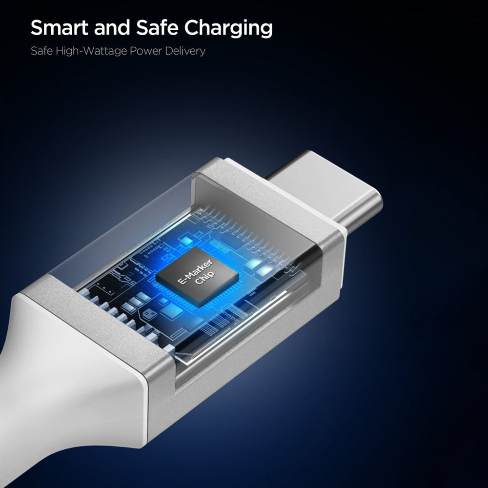 Cablu Date si Incarcare USB-C - USB-C Spigen EB24015CC, 240W, 1.5m, Alb ACA10422
