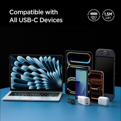 Cablu Date si Incarcare USB-C - USB-C Spigen EB24015CC, 240W, 1.5m, Alb ACA10422