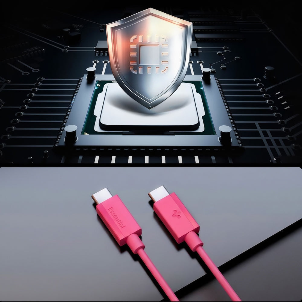Cablu Date si Incarcare USB-C - USB-C Spigen EB6010CC, 60W, 1m, Roz ACA10414