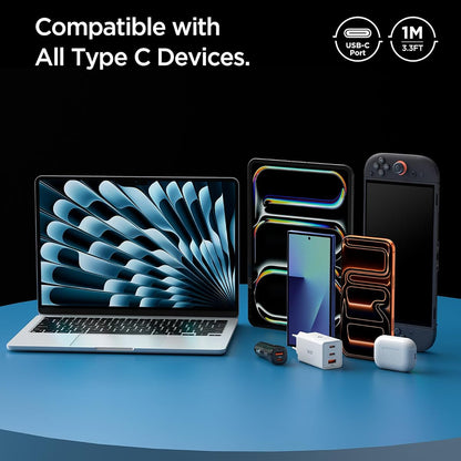 Cablu Date si Incarcare USB-C - USB-C Spigen EB6015CC, 60W, 1.5m, Alb ACA10416