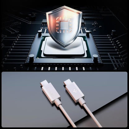 Cablu Date si Incarcare USB-C - USB-C Spigen EB6015CC, 60W, 1.5m, Alb ACA10416