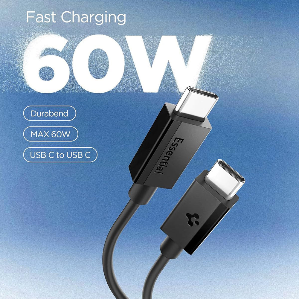 Cablu Date si Incarcare USB-C - USB-C Spigen EB6015CC, 60W, 1.5m, Negru ACA10417