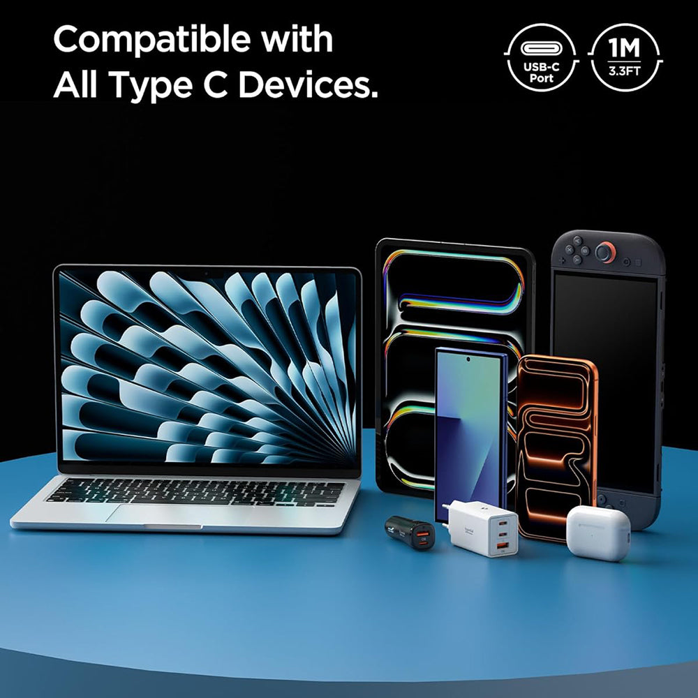 Cablu Date si Incarcare USB-C - USB-C Spigen EB6015CC, 60W, 1.5m, Negru ACA10417