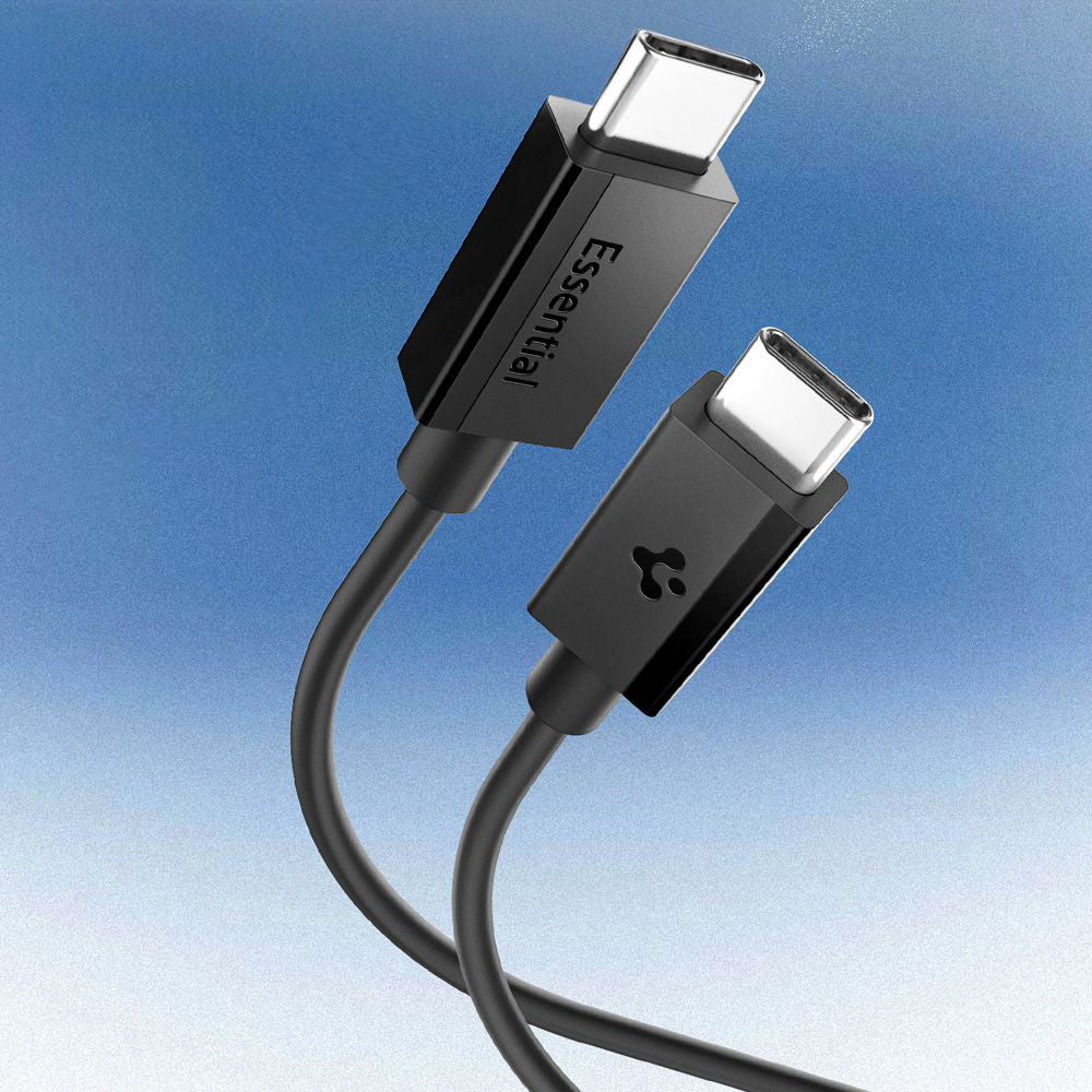 Cablu Date si Incarcare USB-C - USB-C Spigen Essential, 60W, 2m, Negru