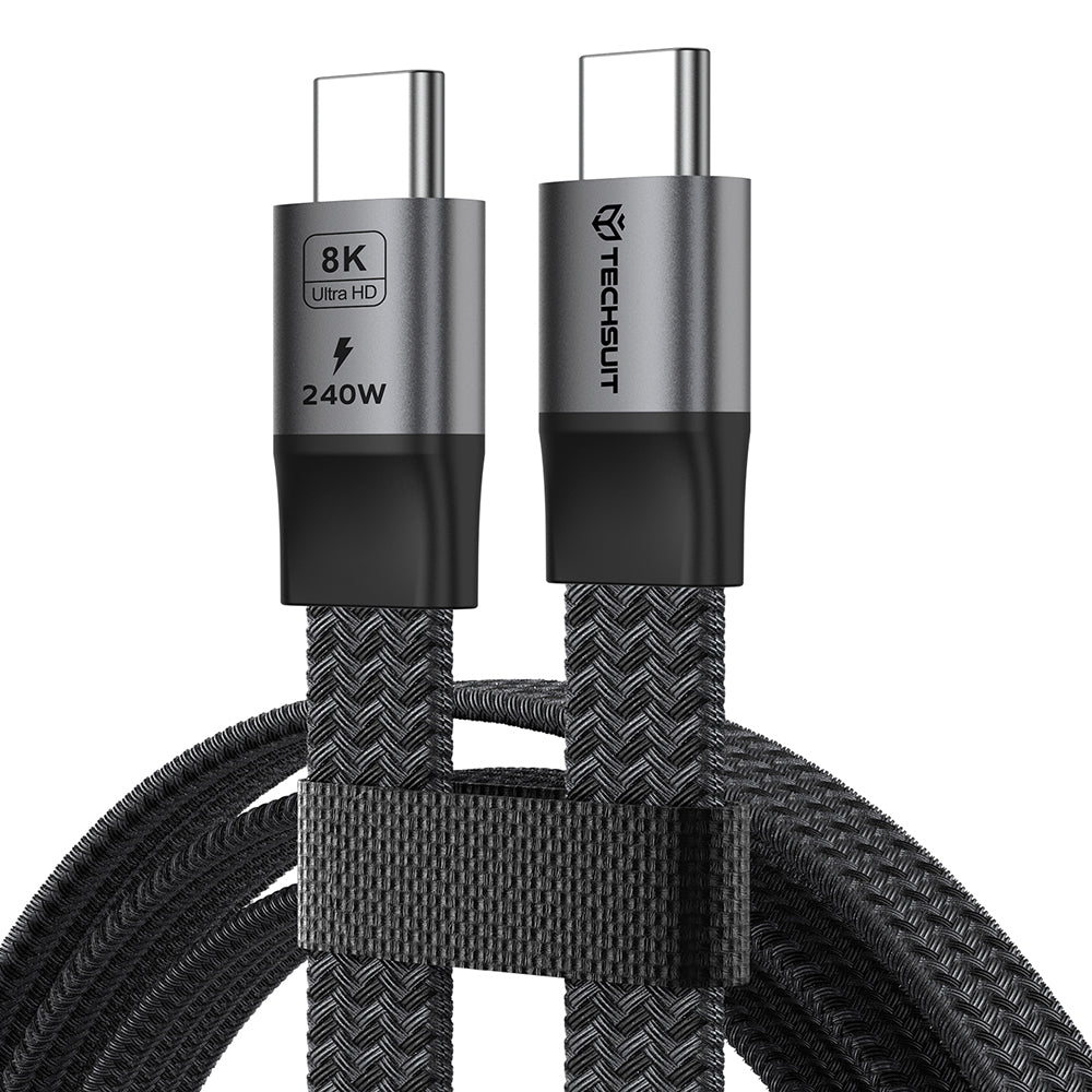 Cablu Date si Incarcare USB-C - USB-C Techsuit ElysiumSync Pro CX1, 240W, 1m, Gri