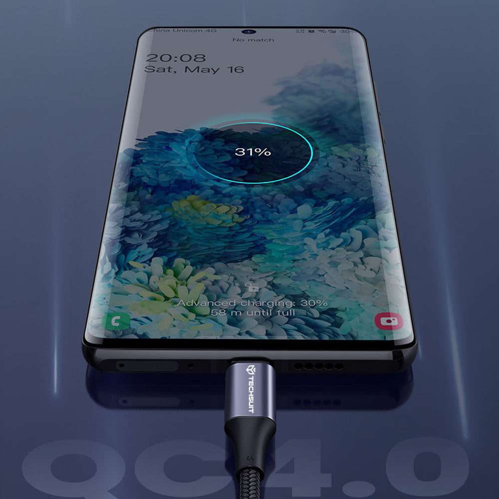 Cablu Date si Incarcare USB-C - USB-C Techsuit PCB018, 100W, 1m, Negru