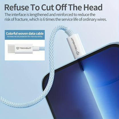 Cablu Date si Incarcare USB-C - USB-C Techsuit PCB114D, 60W, 1m, Albastru