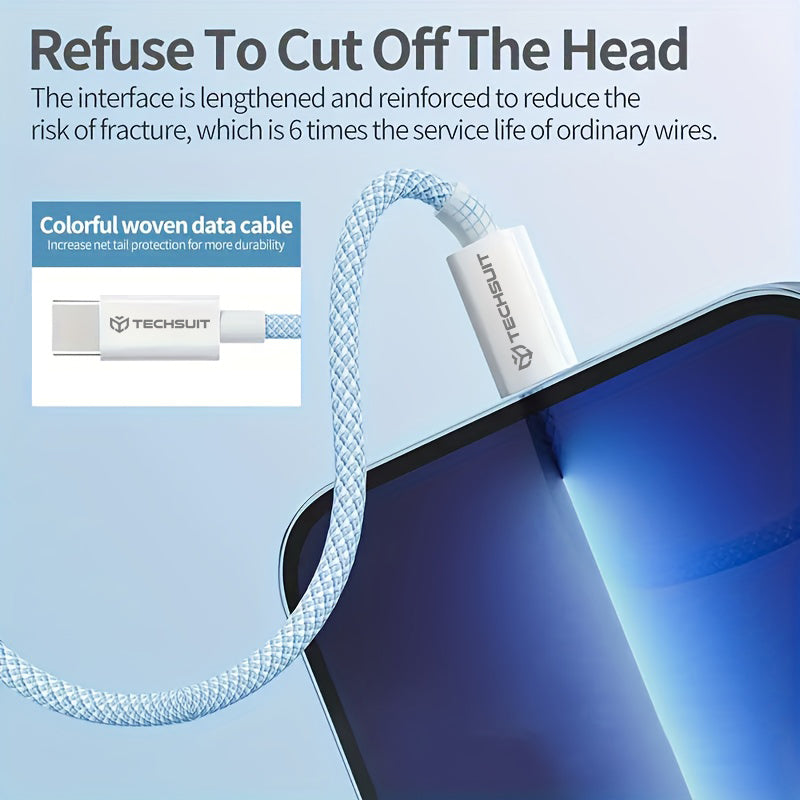 Cablu Date si Incarcare USB-C - USB-C Techsuit PCB114D, 60W, 1m, Negru