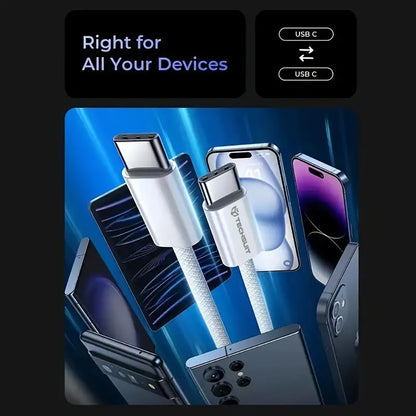 Cablu Date si Incarcare USB-C - USB-C Techsuit PCB114D, 60W, 1m, Negru