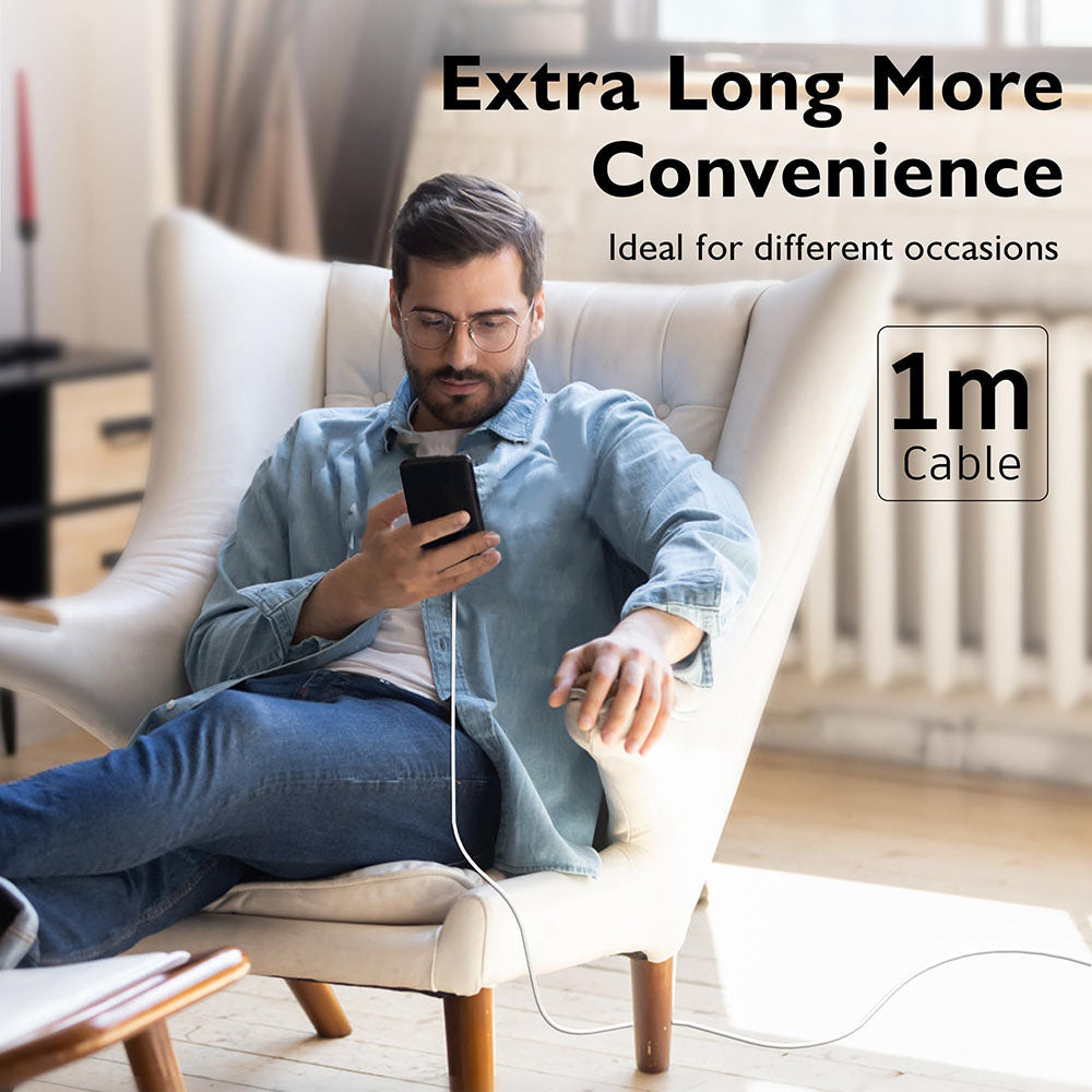 Cablu Date si Incarcare USB-C - USB-C Techsuit PCB130, 60W, 1m, Alb