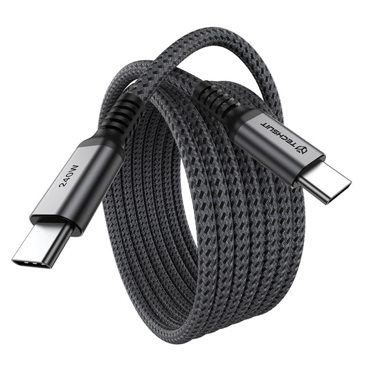 Cablu Date si Incarcare USB-C - USB-C Techsuit TitanSync Pro CX2, 240W, 1m, Gri
