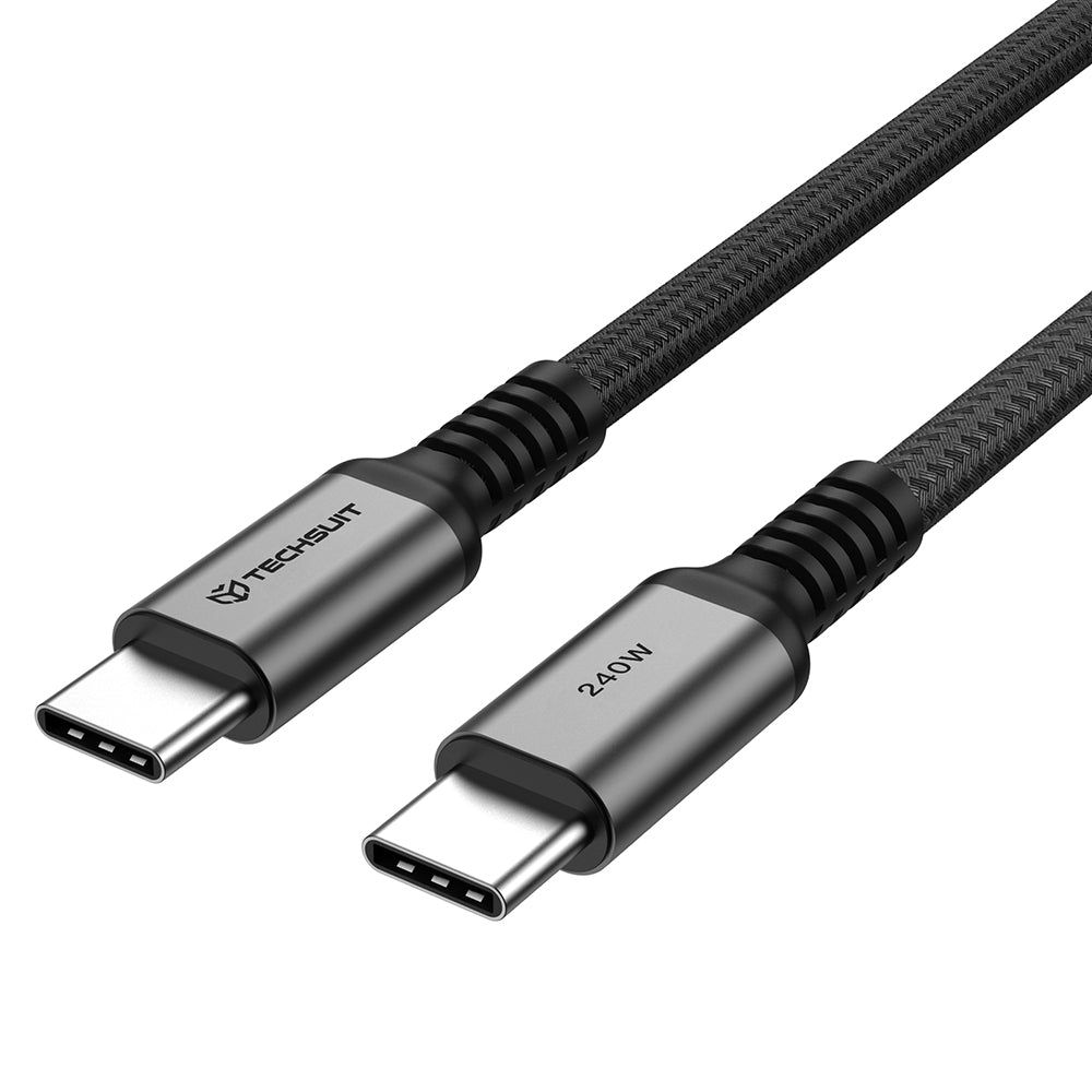 Cablu Date si Incarcare USB-C - USB-C Techsuit TitanSync Pro CX2, 240W, 1m, Gri