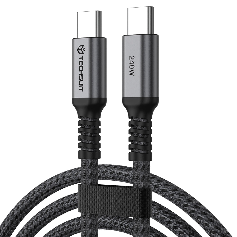 Cablu Date si Incarcare USB-C - USB-C Techsuit TitanSync Pro CX2, 240W, 2m, Gri