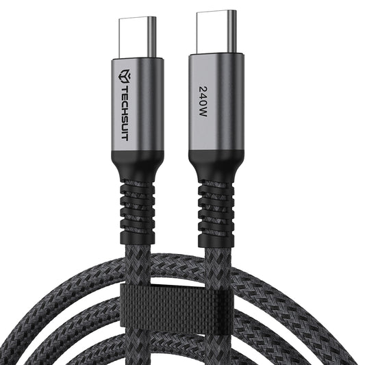 Cablu Date si Incarcare USB-C - USB-C Techsuit TitanSync Pro CX2, 240W, 2m, Gri