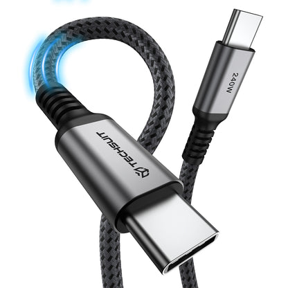 Cablu Date si Incarcare USB-C - USB-C Techsuit TitanSync Pro CX2, 240W, 2m, Gri