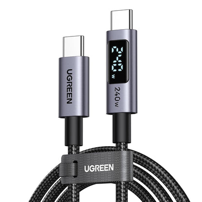 Cablu Date si Incarcare USB-C - USB-C UGREEN 65866 Display, 240W, 1m, Gri
