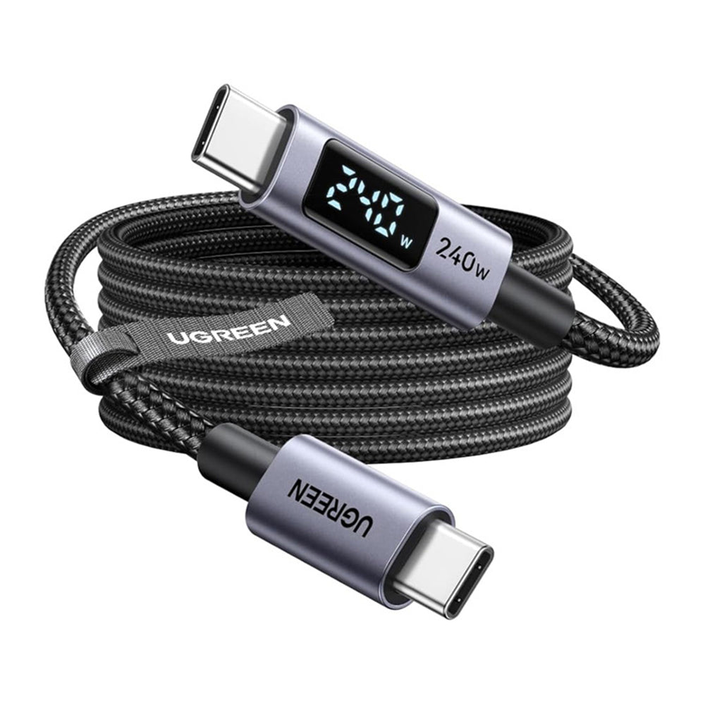 Cablu Date si Incarcare USB-C - USB-C UGREEN 65866 Display, 240W, 1m, Gri