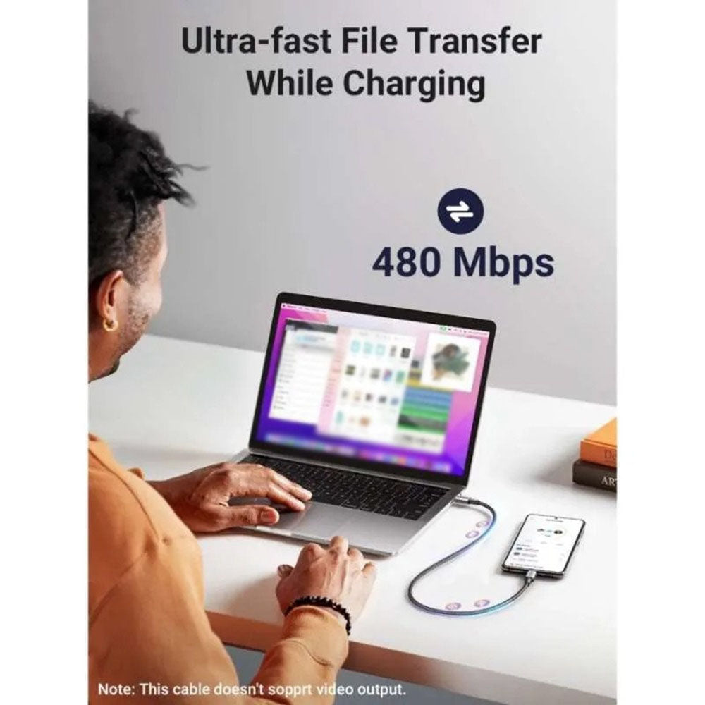 Cablu Date si Incarcare USB-C - USB-C UGREEN L502, 100W, 1m, Negru